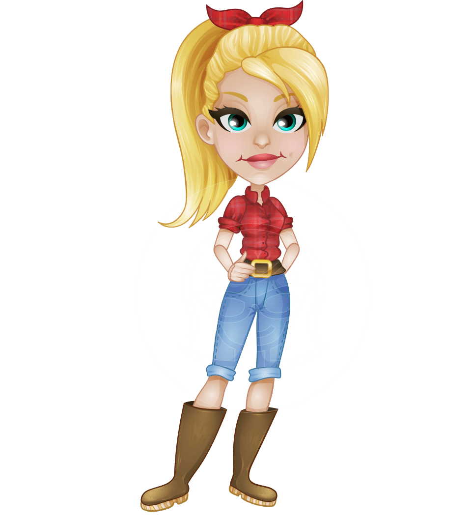 Pretty Farmer Girl Cartoon Vector Character AKA Alexandra the Farm Diva